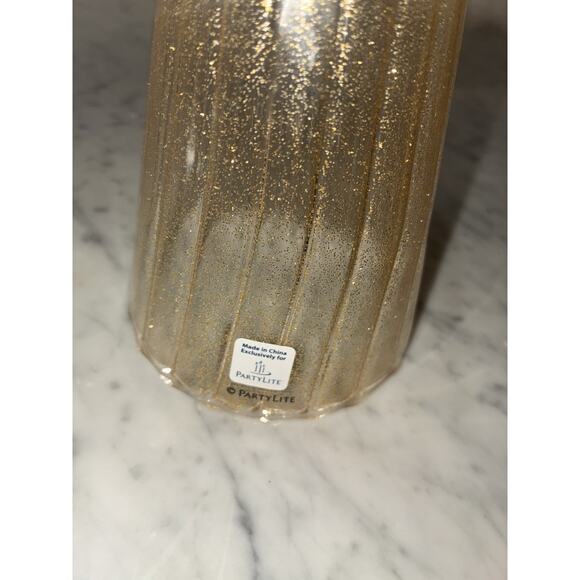 Party Lite Christmas Angel Tea Lite Candle holder 11” Tall Clear Gold Shimmer - Picture 5 of 10